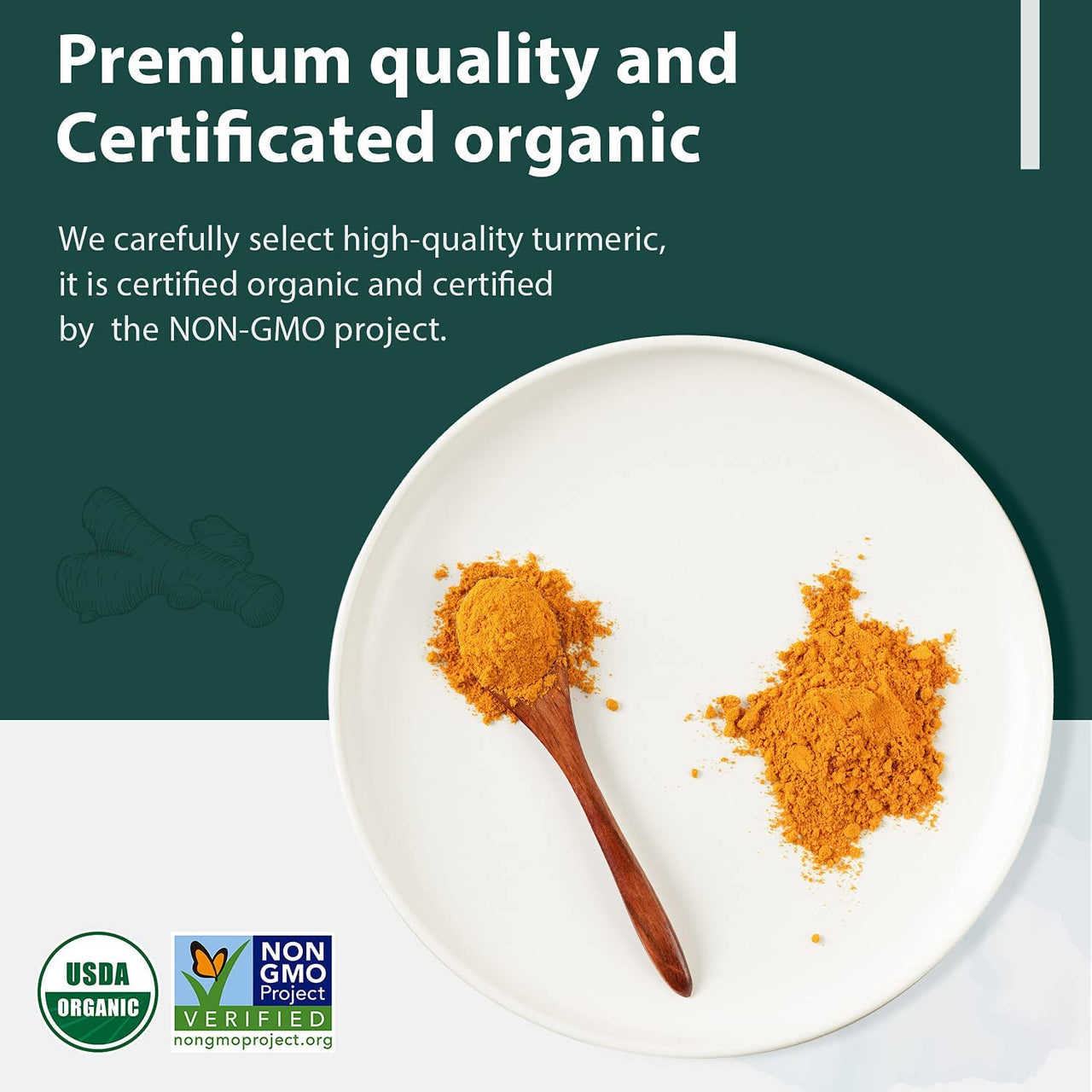 Soeos Organic Turmeric Powder 10oz (284g), Non-GMO Verified, Natural Curcumin, Lab Tested for Purity, Sealed Package To Keep Turmeric Fresh