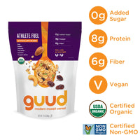 GUUD Athlete Fuel Active Life Blend Organic Muesli Cereal, 12 Ounce, Versatile Oatmeal Alternative, Oats, Raisins, Almonds, Flax Seeds, Cashews, Pumpkin Seeds, Vegan, Non-GMO