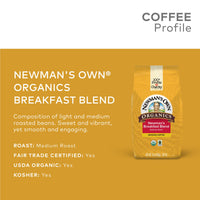 Newman's  Own Organics Newman's  Breakfast Blend, Ground Coffee, Medium Roast, Bagged 10oz