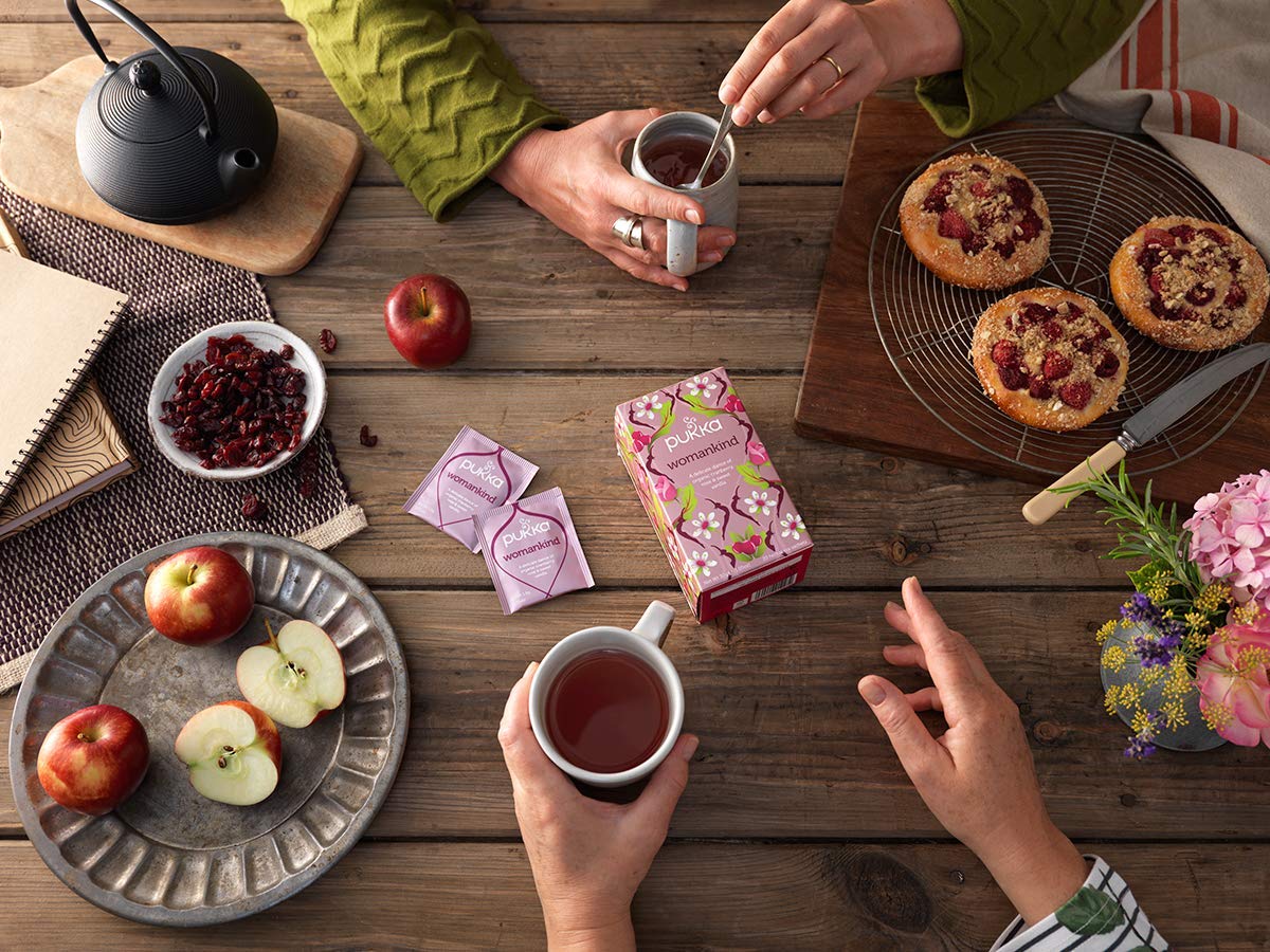 Pukka Organic Tea Bags, Womankind Herbal Tea with Shatavari, Cranberry & Rose Flower, Perfect for Balanced Harmony, 20 Count (Pack of 3) 60 Tea Bags, PP-GRCE31048