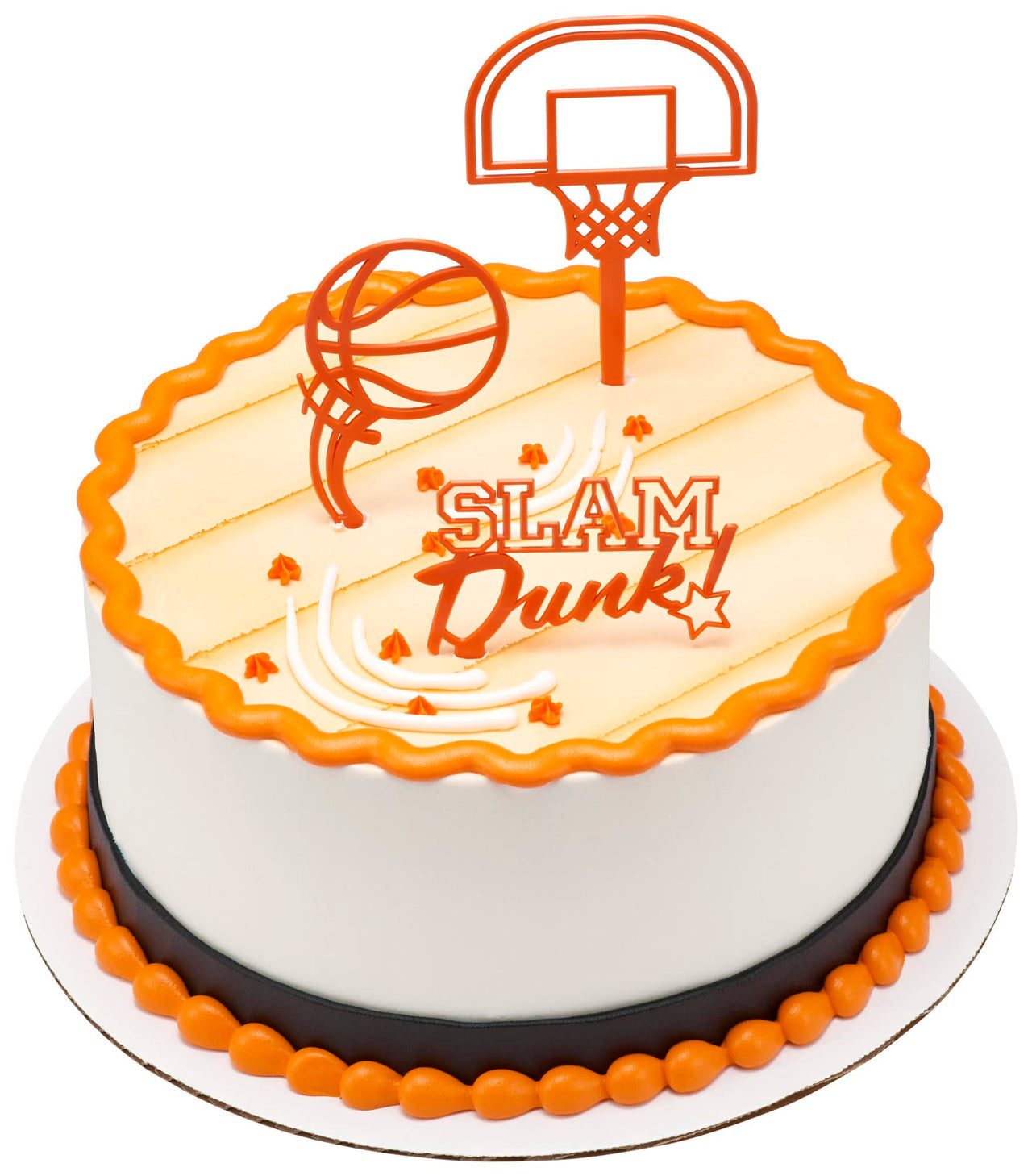 DecoPac Basketball Slam Dunk Cake Decorating Kit, 3 Piece Cake and Cupcake Toppers for Birthdays, Parties, And Team Celebrations, Orange