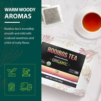 Soeos Rooibos Tea, Rooibos Tea Organic, Rooibos Tea Bags (100 Count), Naturally Sweet Herbal Tea, Caffeine Free, USDA Organic, Red Rooibos Tea Farmed in South Africa 9oz (250g)