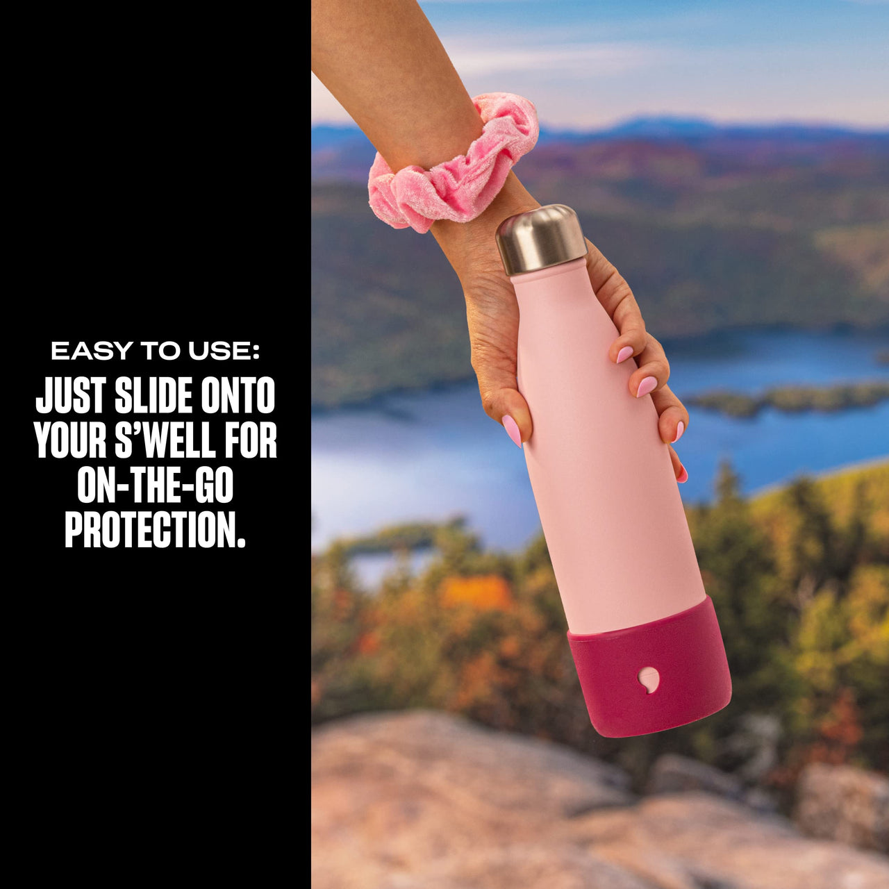 S'well Small Water Bottle Bumper Pink Fits 17 ounces Bottles Keep Your Protected On The Go Easy Slide On and No Slip Grip
