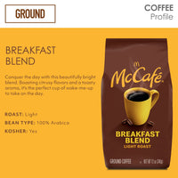 McCafe Breakfast Blend, Light Roast Ground Coffee, 12 oz Bag