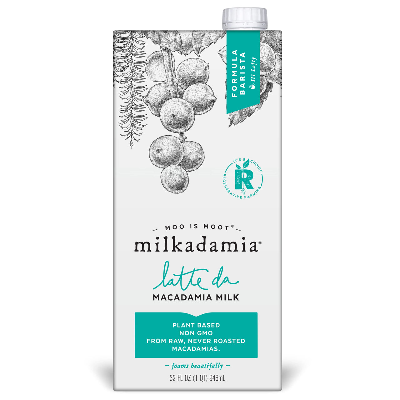 milkadamia Macadamia Milk, Latte Da Barista Blend , 32 Fl Oz (Pack of 6)