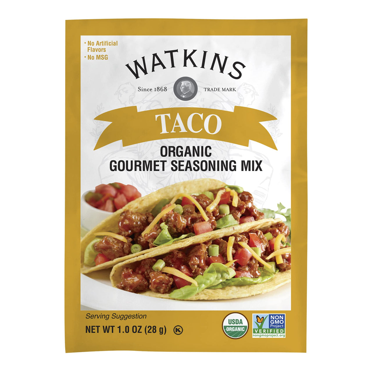 Watkins Organic Taco Gourmet Seasoning Mix, 1 oz. Packets,12 Count(Pack of 1)