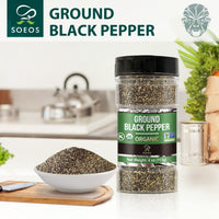 Soeos Organic Black Pepper Ground, Non-GMO, Freshly Peppercorn Powder Bulk, Packed to Keep Peppers Fresh, Ready to Use Peppercorns for Refill, 4 oz (113g), Organic Ground Black Peppe