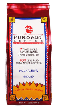 Puroast Low Acid Ground Coffee, Premium, Mocha Java, 0.75 lb