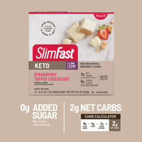 SlimFast Low Carb Snacks, Keto Friendly for Weight Loss with 0g Added Sugar, Strawberry Topped Cheesecake Snack Bar Minis, 12 Count Box (Packaging May Vary)