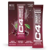 C4 Smart Energy Powder On-the-Go Stick Pack - Sugar Free Performance Fuel & Nootropic Brain Booster, Coffee Substitute or Alternative | Black Cherry - 14 Count