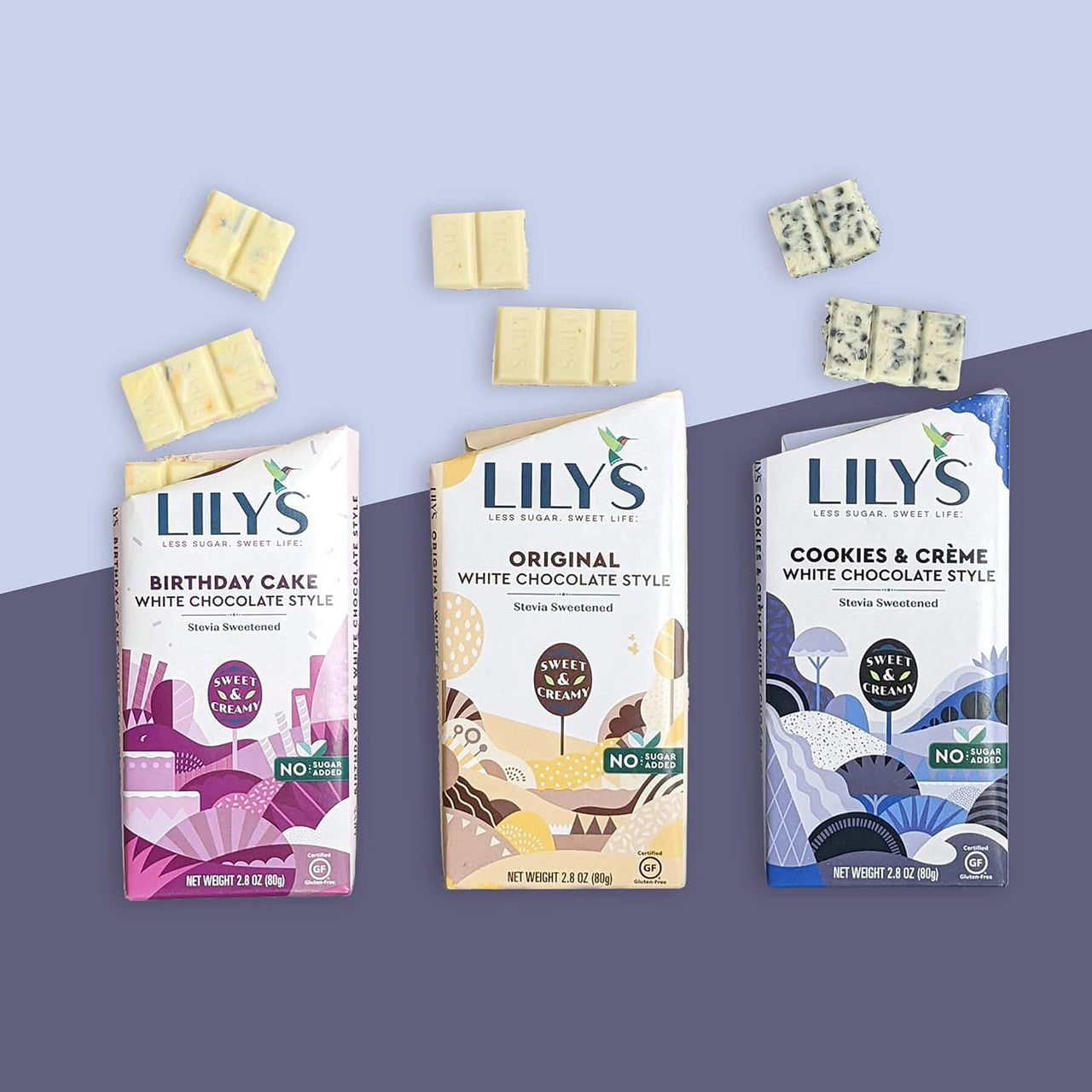 Birthday Cake White Chocolate Style Bar By Lily's  Sweets | Made with Stevia, No Added Sugar, Low-Carb, Keto Friendly | Gluten-Free & Non-GMO Ingredients | 2.8 Ounce, 4 Pack