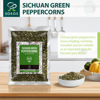 Soeos Authentic Sichuan Grade A Green Sichuan Peppercorns, Less Seeds, Strong Flavor, 4 oz.