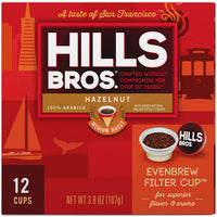 Hills Bros Single Serve Coffee Pods, Hazelnut, Medium Roast, 12 CountKeurig Compatible, Roasted 100% Arabica Coffee, Slightly Sweet and Nutty Flavo