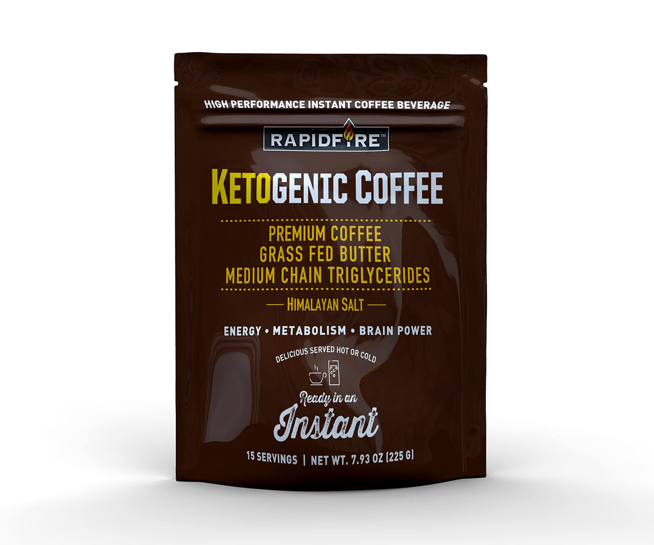 Rapidfire Ketogenic High Performance Instant Coffee Mix, Supports Energy and Metabolism, 15 Servings, brown, 7.93 ounce (pack of 1)