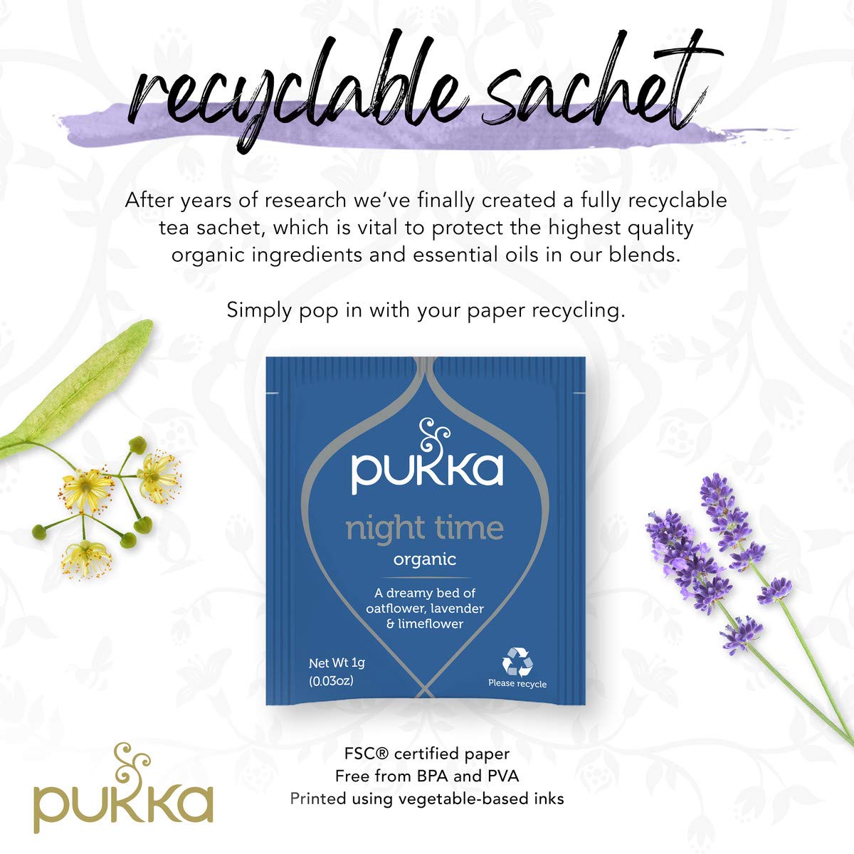 Pukka Organic Tea Bags, Night Time Herbal Tea with Chamomile, Lavendar & Valerian, Perfect for Easing into a Soothing Sleep, 20 Count (Pack of 3) 60 Tea Bags