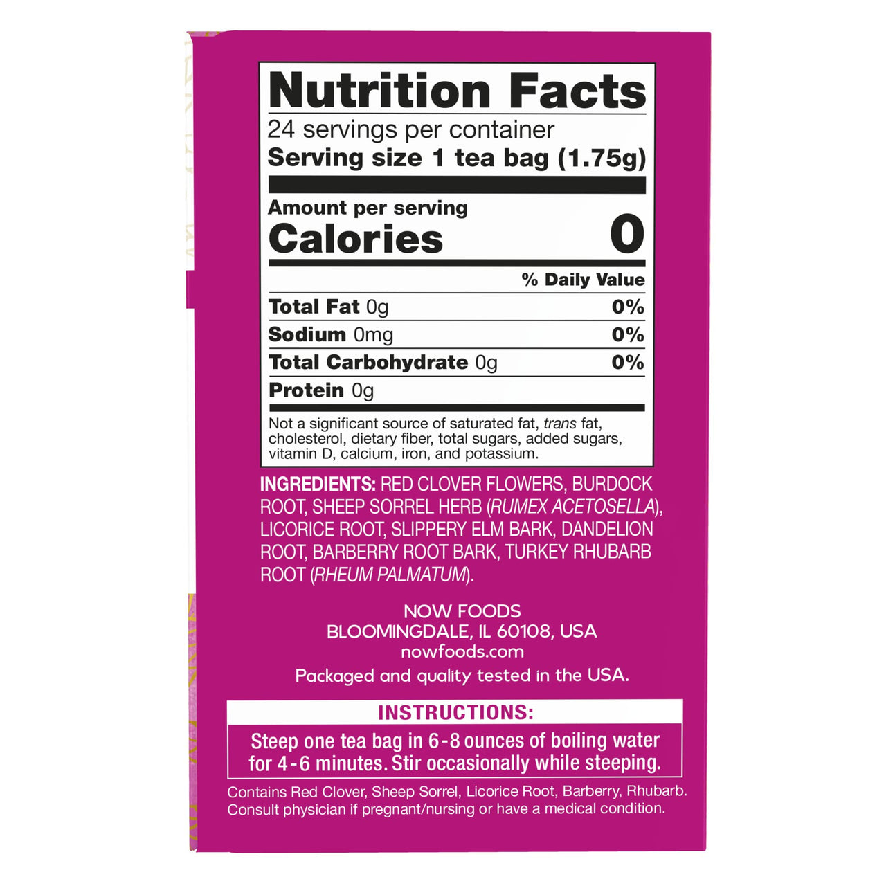 NOW Foods Give a Tea Ojibwa Tea, Herbal, Caffeine-Free, 24 bags, traditional North American blend for overall wellness
