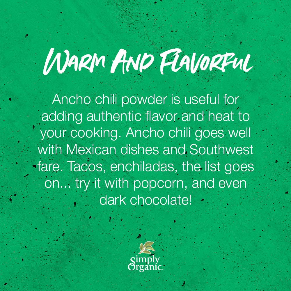 Simply Organic Ancho Chili Powder, Certified Organic | 2.85 oz