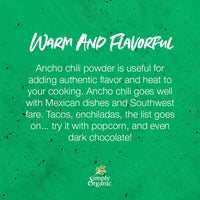 Simply Organic Ancho Chili Powder, Certified Organic | 2.85 oz