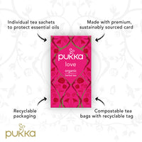 Pukka Organic Tea Bags Gift Set, Love Herbal Tea with Chamomile, Rose and Lavender, 20 Count (Pack of 3) 60 Tea Bags