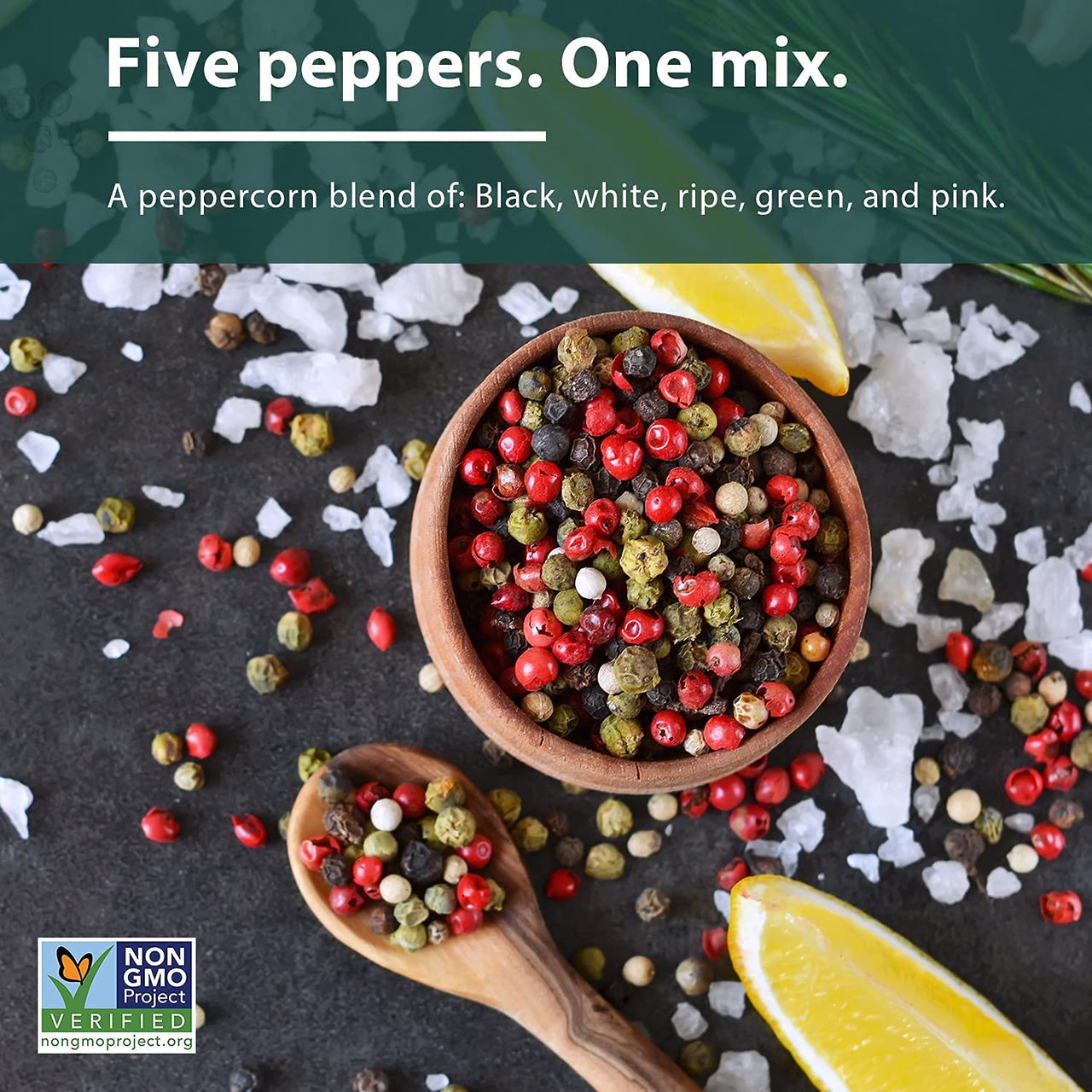 Soeos Rainbow Peppercorns, 8oz (Pack of 1), Mixed Peppercorns, Five Peppercorns Blend, Whole Black, White, Ripe, Green and Pink Pepper, Peppercorn for Grinder Refill