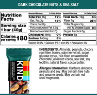 KIND Bars, Dark Chocolate Nuts & Sea Salt, Healthy Snacks, Gluten Free, Low Sugar, 6 Count