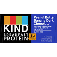KIND Breakfast, Healthy Snack Bar, Peanut Butter Banana Dark Chocolate, Gluten Free Breakfast Bars, 8g Protein, 1.76 OZ Packs (6 Count)