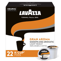 Lavazza Gran Aroma Single-Serve Coffee K-Cup Pods for Keurig Brewer, 22 Count, Balanced light roast with floral aroma and notes of citrus, 100% Arabica