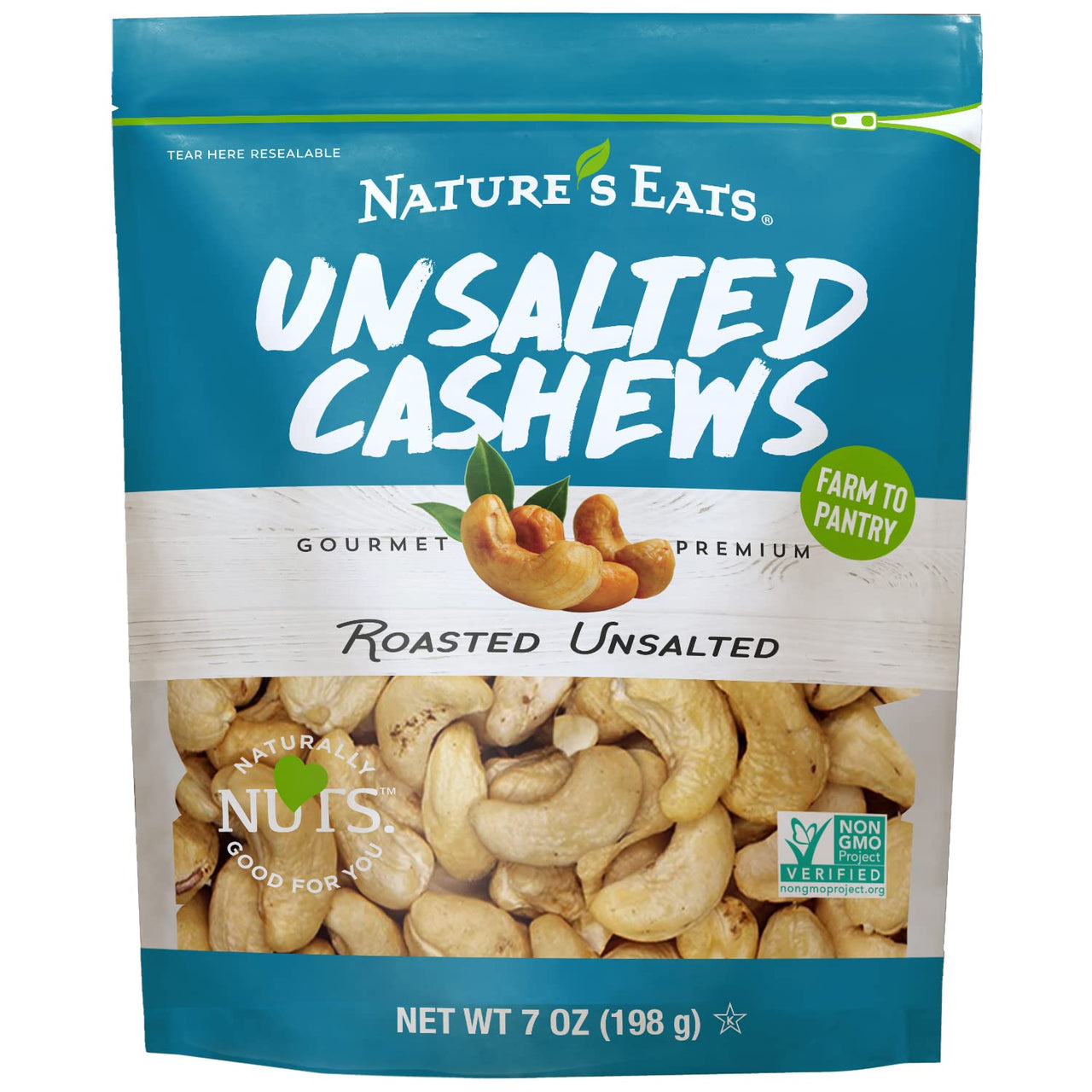 Nature's  Eats Cashews Roasted No Salt, 7 Oz