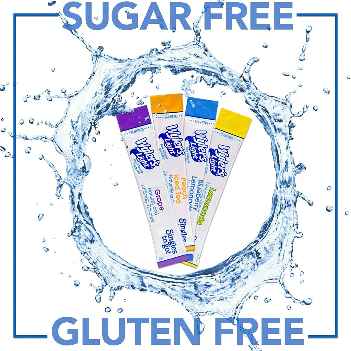 Wyler's  Light Singles To Go Powder Packets, Water Drink Mix, 96 Single Servings, Peach Iced Tea, 7 Ounce (Pack of 12), 5.64 Ounce