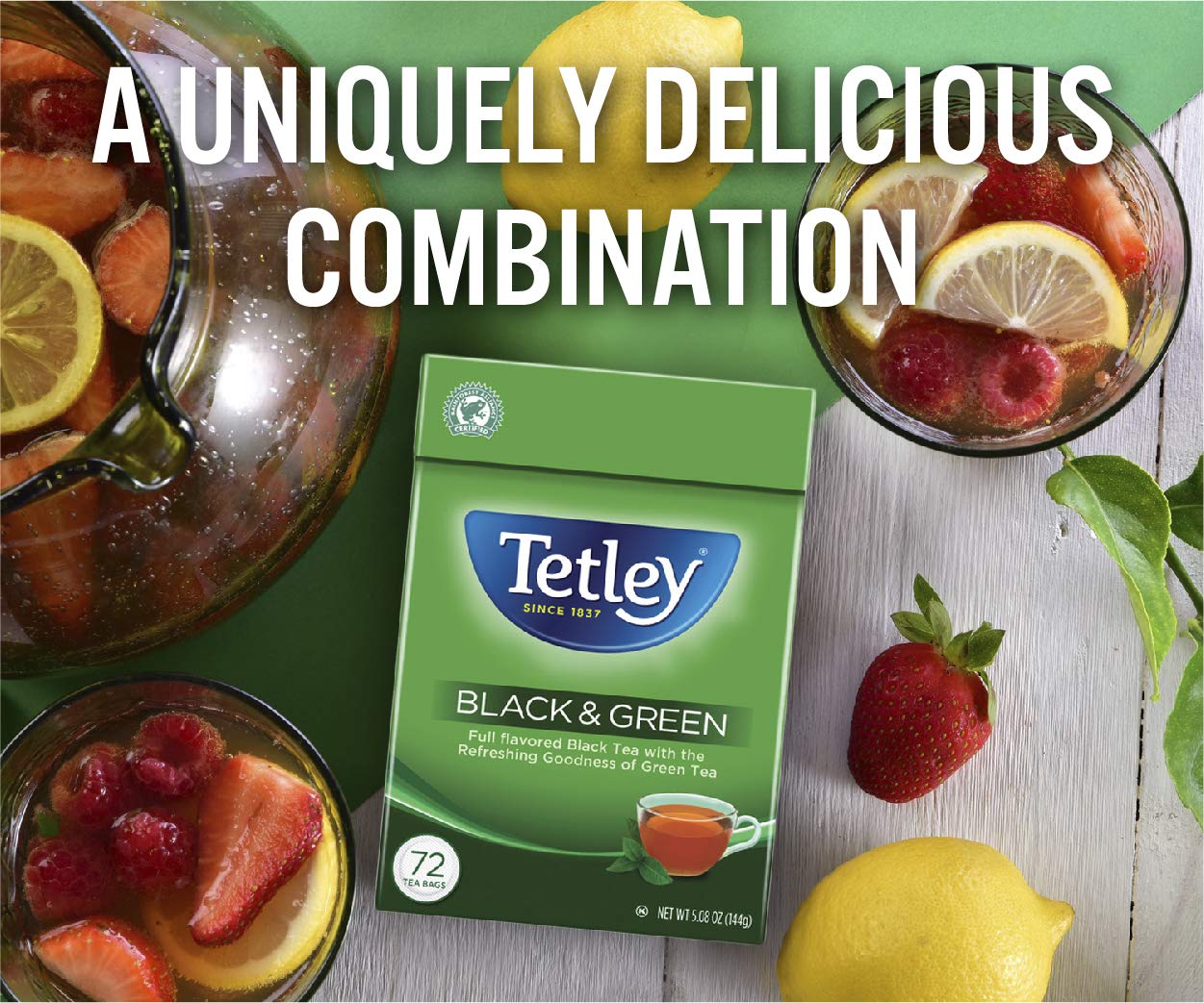 Tetley Tea Bags, Black and Green, 72 Count (Packaging may vary)