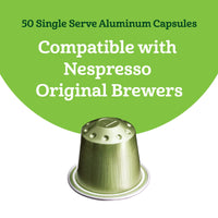 Fresh Espresso Decaffeinato Dark Roast Aluminum Capsules, Compatible with Nespresso Original Brewers, Intensity 9/13, 50 Count (5 Packs of 10)