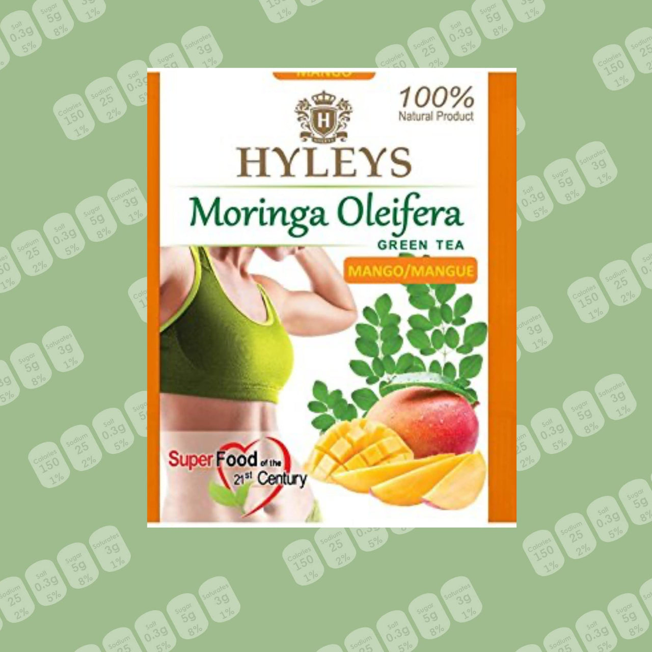 Hyleys Tea Moringa Oleifera with Mango Flavor - 50 Tea Bags (6 Pack - 300 Tea Bags total) (Miracle Tree Tea)