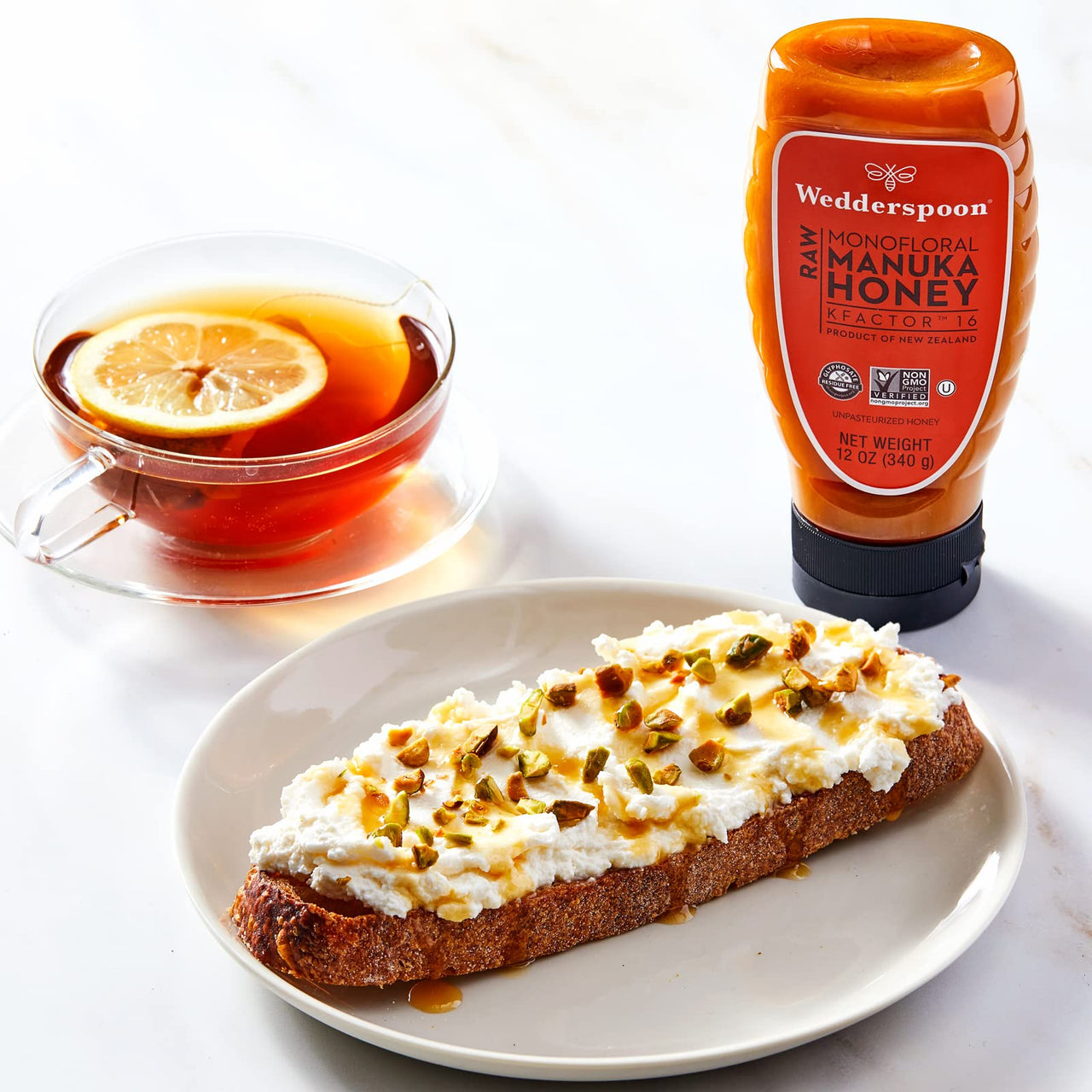 Wedderspoon Raw Premium Manuka Honey, KFactor 16, 12 Oz, Unpasteurized, Genuine New Zealand Honey, Multi-Functional, Non-GMO Superfood, Traceable from Our Hives to Your Home, Convenient Squeeze Bottle