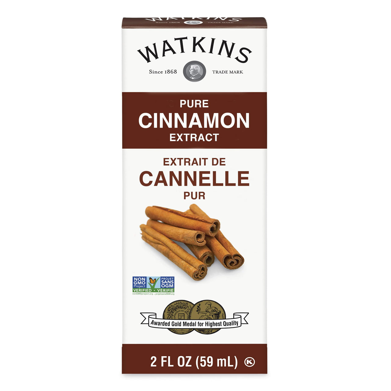 Watkins Pure Cinnamon Extract, Non-GMO, Kosher, 2 oz. Bottle, 1-Pack