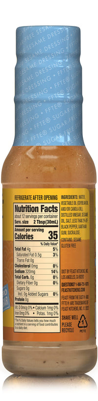 Feast From The East Sugar-Free Sesame Dressing - 12 Fl Oz - Sweet & Tangy - KETO FRIENDLY - ZERO SUGAR - NO CARB - Gluten Free - Asian Sesame Vinaigrette - Chinese Chicken Salad Dressing (Pack of 1)