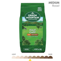 Green Mountain Coffee Half Caff Keurig Single-Serve K Cup Pods, Medium Roast Coffee, Bagged 12oz., Half Caff, 12 Oz
