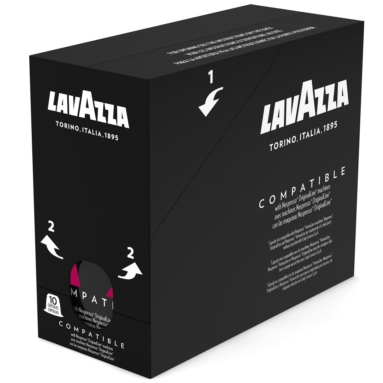 Lavazza Premium Coffee Corp Nespresso OriginalLine Compatible Capsules, Deciso Espresso, Dark Roast Coffee, 10 ct