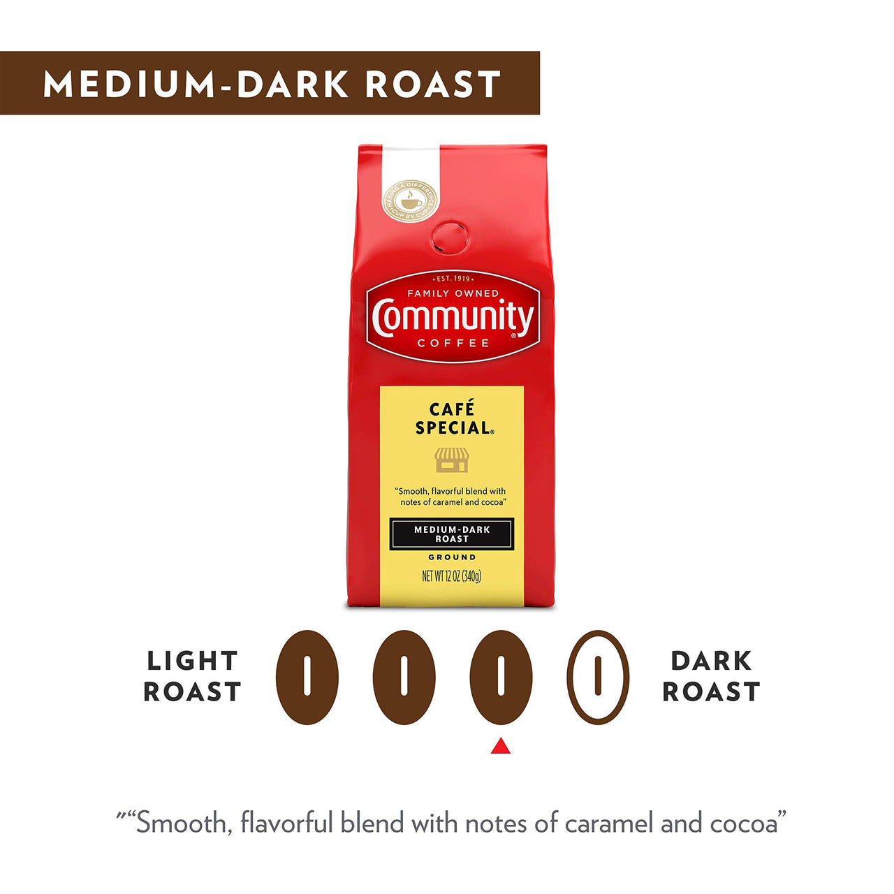 Community Coffee Caf Special Blend, Medium Dark Roast Ground Coffee, 12 Ounce Bag (Pack of 1)