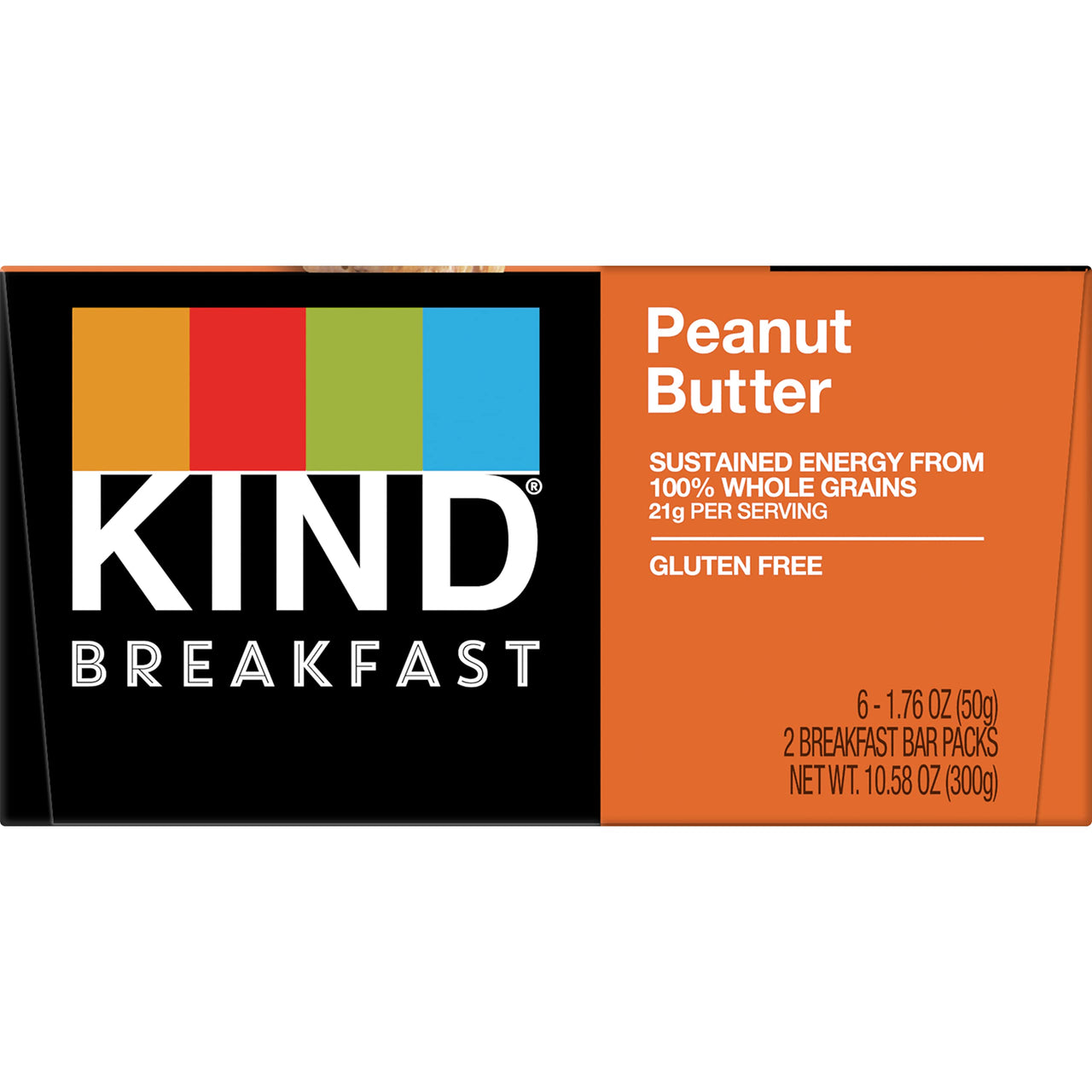 KIND Breakfast, Healthy Snack Bar, Peanut Butter, Gluten Free Breakfast Bars, 100% Whole Grains, 1.76 OZ Packs (6 Count)