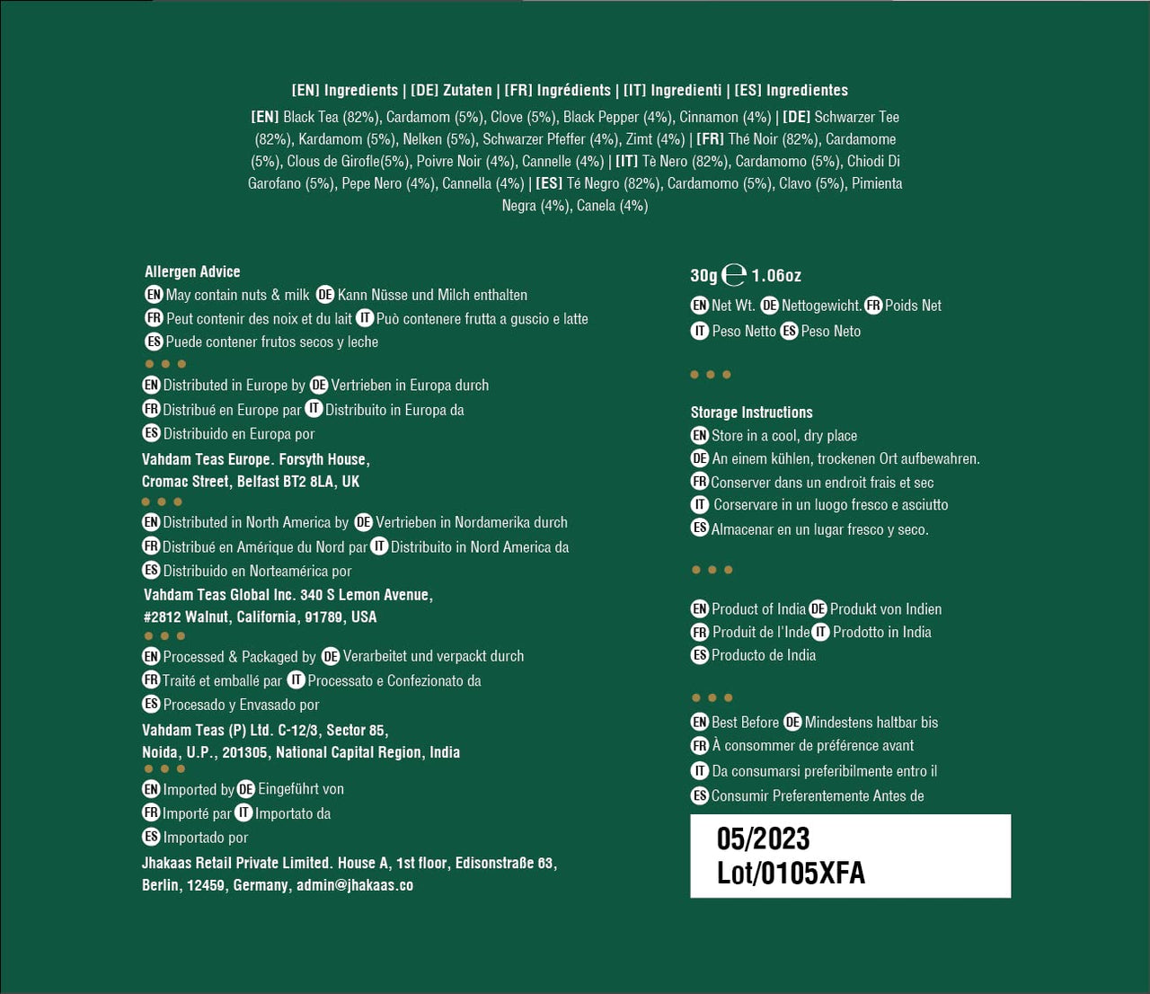 VAHDAM, Organic India's  Original Masala Chai Tea Bags (15 Pyramid Tea Bags) No added flavoring | USDA Organic- Black Tea, Cardamom, Cinnamon, Black Pepper & Clove | Premium Eco-Conscious Tea Bags