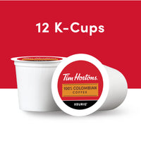Tim Hortons 100% Colombian, Medium Dark Roast Coffee, Single-Serve K-Cup Pods Compatible with Keurig Brewers, 12ct K-Cups, Red