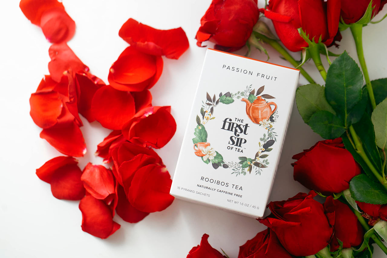 Rooibos Passion Fruit & Mango, Tea Bags, Healthy Juice Alternative, Caffeine-Free, Hot & Iced - 16 Cups. The Spice Hut, First Sip Of Tea