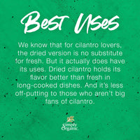 Simply Organic Cilantro Leaf, Cut & Sifted, Certified Organic | 0.78 oz | Coriandrum sativum L.