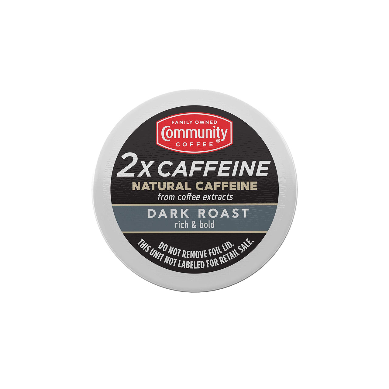 Community Coffee 2X Caffeine Dark Roast 10 Count Coffee Pods, Compatible with Keurig 2.0 K-Cup Brewers, 10 Count (Pack of 1)