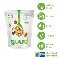 GUUD Fruity Almond Muesli Cereal, 12 Ounce, Gluten Free, Oats, Raisins, Almonds, Cranberries, Flax Seeds, Pumpkin Seeds, Vegan, Non-GMO Certified, Kosher