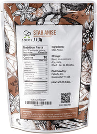 Soeos Star Anise Seeds (Anis Estrella), Whole Chinese Star Anise Pods, Dried Anise Star Spice, 4 oz.