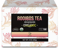 Soeos Rooibos Tea, Rooibos Tea Organic, Rooibos Tea Bags (100 Count), Naturally Sweet Herbal Tea, Caffeine Free, USDA Organic, Red Rooibos Tea Farmed in South Africa 9oz (250g)