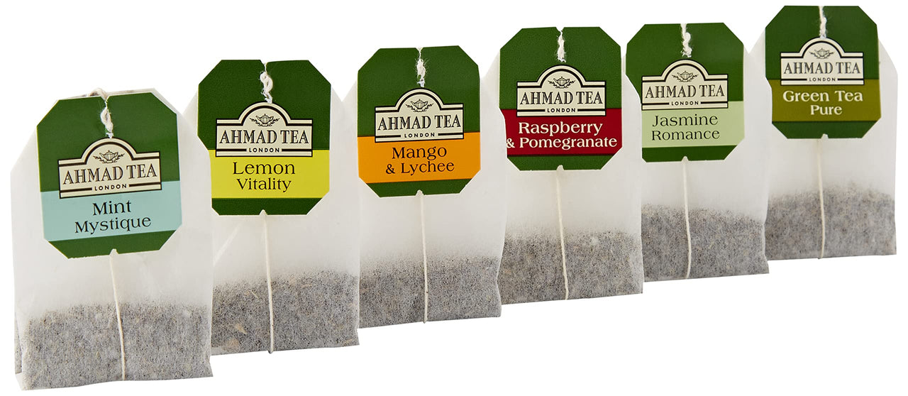 Ahmad Tea Green Tea, Evergreen Selection Pack Teabags, 60 Foil Teabags - Caffeinated and Sugar-Free