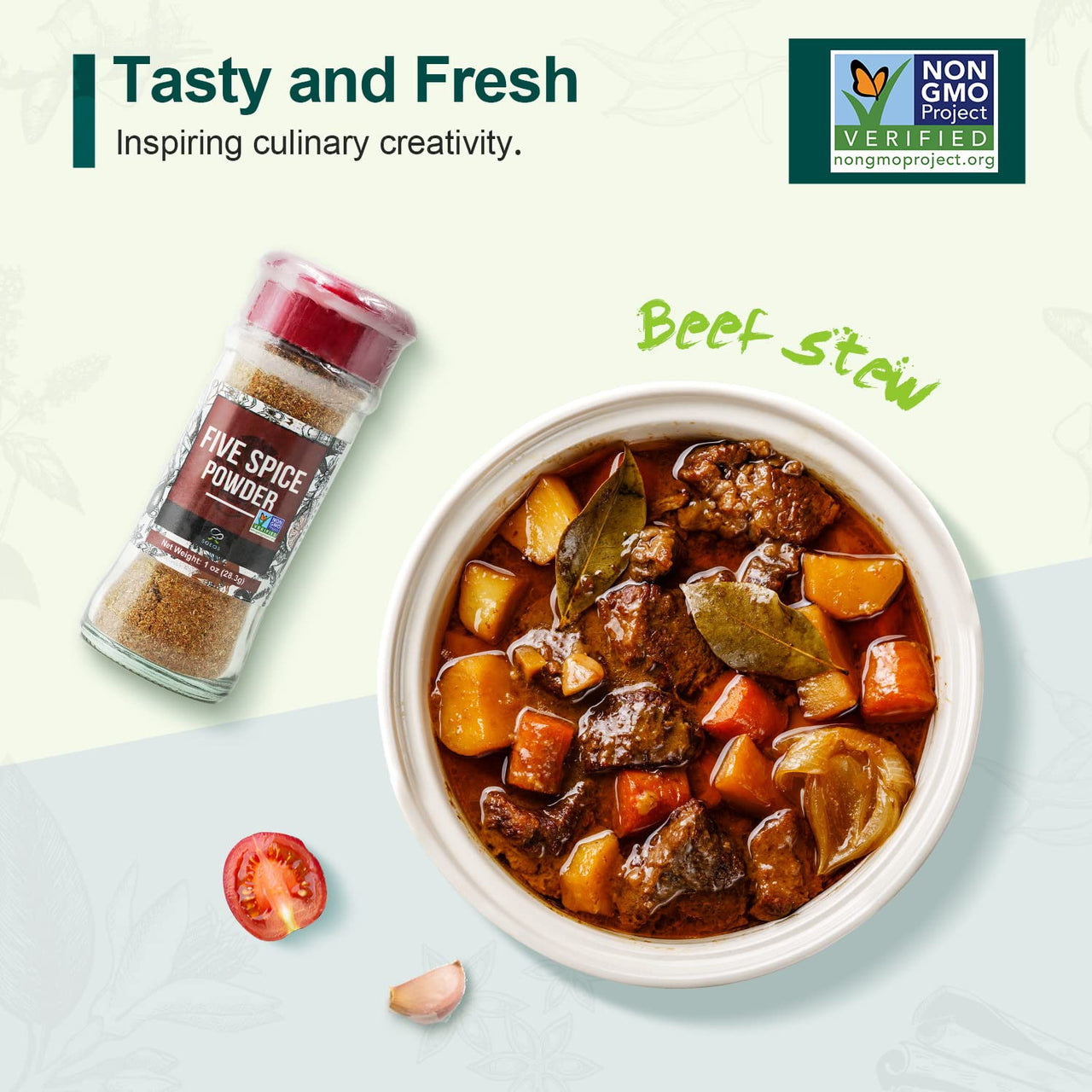 Soeos Chinese Five Spice, Five Spice Powder, Five Spice Chinese Seasoning Non-GMO, Non-irradiated, No preservatives, No MSG, 1 Ounce