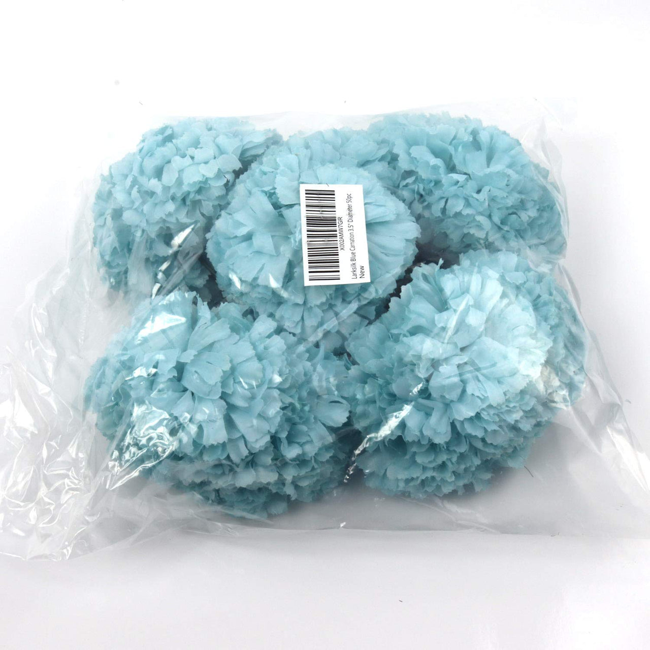 Larksilk Blue Silk Carnation Picks, Artificial Flowers for Weddings, Decorations, DIY Decor, 50 Count Bulk, 3.5" Carnation Heads with 5" Stems
